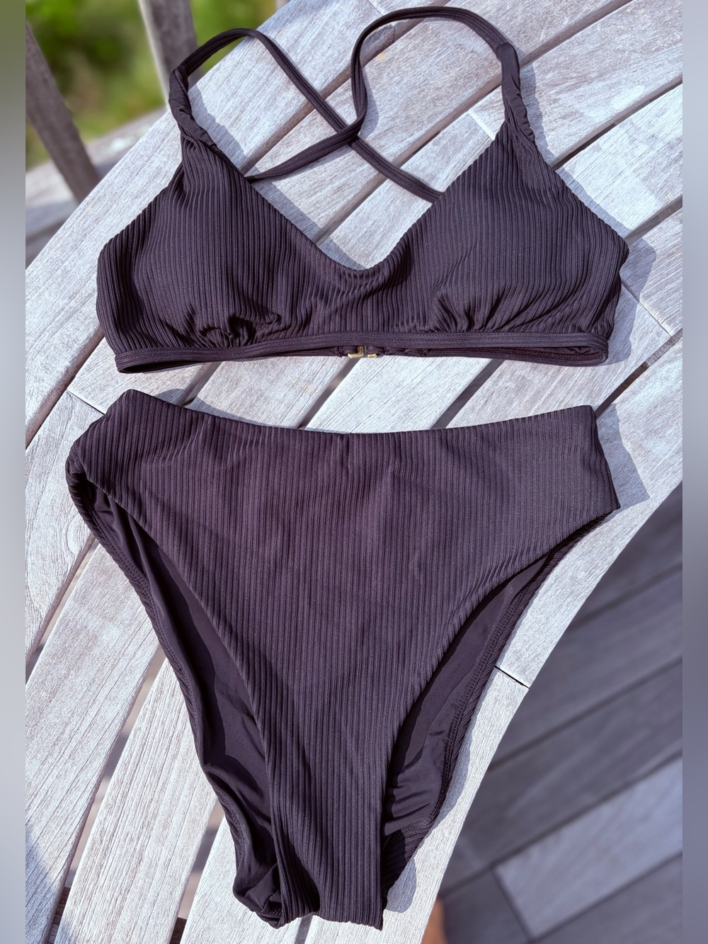 Marine Layer Black Ribbed Bikini Set